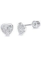 handsome teeny heart white gold earrings for babies    